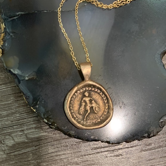 Handmade ancient style wax seal Aquarius ♒️ necklace - Picture 9 of 13